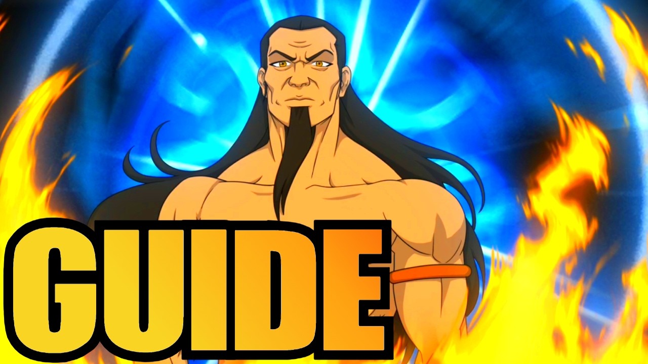 Fire Lord Ozai surrounded by blue energy and flames in a current Avatar Legends combo-guide image with the word Guide overlaid
